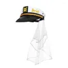ベレーツアダルトヨットボート船キャプテンコスチューム帽子ネイビーマリーンエントリーされたキャプテンとベール（白）