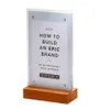 New Wood Po Frame A6 Magnetic Acrylic Cover Desk Sign Holder Table Menu Card Holder Tag Display Office Signboard Stand9755946