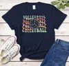 Women's T Shirts Retro Volleyball Shirt Groovy T-Shirt Cool Game Day Gift For Player Short Sleeve Top Tees Cotton Y2k