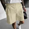 Мужские шорты Fashion 2024 Средняя талия Брюки для шнурки мужская одежда летние ретро -повседневные вафельные карманы Дизайн прямых брюков SweatWant