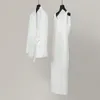 Werk jurken triacetate dubbelzijds satijnen pak/jurk vrouwen witte jurk pakken formeel blazer
