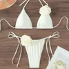 Kadın Mayo 2024 Yeni 3d Çiçek Kadın Mayo Bikini Set Moda Seksi Mayo Bikini Kadın