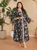 Roupas étnicas elegantes abaya for women 2024 Festa de moda floral Plus Size Maxi Dress Marocain Kaftan Dubai Turquia abayas Robe muçulmano