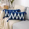 枕の幾何学的波の房状カバー30 50cm白い黄色の灰色の青い綿リネンプラッシュ刺繍装飾