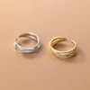 fashion jewelry 925 sterling silver rings three layer cross diamond zircon gold plated open rings for women