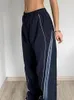 Pantaloni da donna con stampa a strisce joggers paracadute cargos casual sciolte y2k pantaloni larghi harajuku chic moda