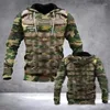 Sweat à capuche masculin Sweat à capuche 3d Print Army Camouflage Hoodis for Men Soldat décontracté uniforme surdimension