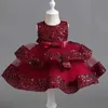 Robes de fille Été Nouveau lipier à nœud papillon à paillettes en maille pour enfants sans manches