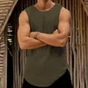 Men's Tank Tops Linen Simple Design Breathable Top Sleeveless T-Shirt Casual Solid Color Sweater Summer Round Neck Mens Crochet Vest