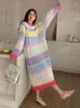 Robes décontractées Femmes tricotées Belle manche longue chic collège lâche lâche inspi midi vestidos printemps vestiges automne