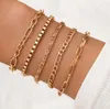 Urok Bracelets 5 PCSSet Gold Color Link Łańcuch dla kobiet proste Braclety Dziewczęce Wristband Fashion Woman 20223762164