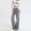 Jeans pour femmes vêtements pour femmes American Retro Style Highwaist Streetwear lavé Ripped Spring Summer Spice Girl Girl Pantal