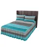 Jupe de lit vintage grange en bois grain gradient élastique élastique couvre-lit avec taies de couverture de matelas à taies