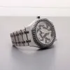 Trending hiphop aangepaste roestvrijstalen kast mechanisch automatisch horloge voor mannen verfraaid met Moissanite Diamonds