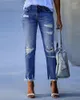 Women's Jeans 2024 Women Stretch Ripped Distressed Skinny Fashion Denim Pants Shredded Trousers Slim Jeggings Ladies Spring Autumn Wear