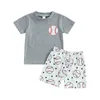 Roupas conjuntos de 2pcs para meninos de meninos de meninos de beisebol de manga curta de manga curta t-shirt shorts