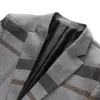 Mens Wedding Plaid Blue Gray Blazers Jacket Pants Vest 3 Pcs Set Slim Fit Business Tuxedo Dress Classic Formal Suits Coat 240430