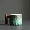 Tasses exquises rétro tasse de café en céramique Thé à thé Tasse à la main de glaçure de glaçage à gradient de couleur de couleur unie à la main pour le bureau
