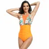 2024 New One-piece swimsuit women's solid color mesh bikini bikini women Beach Wear VBH