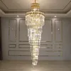 Lustres de cristal moderno de luxo para a escada de longa luminária de cadeia de cadeia de villa decoração grande decoração de casa lâmpada de cristal de cristal de ouro