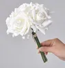 Fleurs décoratives 5pcs Rose Bouquet Artificiel Silk Big Pinkrose Real Flower for Wedding Bridesmaid Party Centres