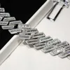 Hip-Hop-Männer Luxus kubanische Kette 20mm Breite Baguette Drei-Reihen-Moissanite Miami Full Iced Out Cuban Link Chain Halskette