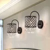 MAXAX Crystal Wall Sconce Nowoczesne oprawę oświetlenia lampy ścianowej z bębnem z kratą ETL wymienione do salonu sypialnia w łazience Antique Black