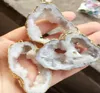 6pcs Gold plated White color Nature Quartz Druzy Geode connectorDrusy Crystal Gem stone Pendant Beads Jewelry find23432744166144