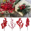 Декоративные цветы сосны ветви искусственные красные ягодные венок для рождественских ело