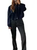 ボタンの閉鎖とポケット付きの女性のフーディーズの女性の古典的なバーシティジャケット - 秋のファッションのためのスタイリッシュな長袖のアウトウェアコート
