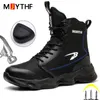 Mjythf robocze buty bezpieczeństwa stal butów butów mężczyzn ochronne antyzmash Antipunktura High Top 240429