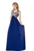 Vestidos de passarela Apliques de chiffon azul marinho vestidos de renda longa noite Red Uma linha Sexy Backless Party Prom Valings Formal Ochain Robe de Soire Y240426