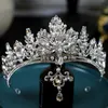 Tiaras Barock Vintage Königin Kristall Wassertropfen Anhänger Kron Braut Elegante Perle Tiaras Diadem Mädchen Hochzeitsfeier Stirnbänder