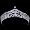 Tiaras Elegant Luxury Silver Color Drop Drop Crystal Crown Tiara for Women Wedding Party Bridal Pearl Crown Hair Bijoux