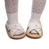 Sandales bébé fille sans glissement chaussures plates floral motif de semelle douce sandales blanc / or / rose240429