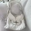 Xiuya Y2k Large Capacity Shoulder Bag White Pu Leather Cross Handbag American Style Punk Goth Fashion Simple Designer Handbag 240430