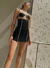 Casual Dresses 2024 Fashion Nva Women's Sexy Spaghetti Strap Sleeveless Bodycon Backless Hollow Out Diamonds Mini Bandage Dress Evening