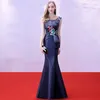 Party Dresses Beauty Emily Dark Blue Formal Vestido de Fiesta Mermaid Royal Long Evening Gown 2024 Design Sexig klänning