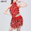 Wear 2024 Robe de danse latine brillante Femmes paillettes Tassels Costume Set Ladies Girls Rumba Cha Tango Performance Tenue