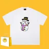 Trendigt varumärke smiley face t-shirts snögubbe tryck kortärmad tungvikt 260 g bomull Löst montering tees