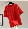 T-shirts pour femmes T-shirts rétro Patchwork T-shirt à manches courtes Femme 2024 Summer Korean Style lâche mincer-midi
