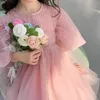 Kız Elbiseleri Elbise O boyun yakalı Kısa Kollu Diz Uzunluğu Kazak Konfor Tasarlanabilir Yumuşak Moda Modern Yaz Bahar Çocukları