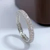 Eternity Micro Pave Moissanite Diamond Pierścień 100% Oryginalne 925 Srebrne Pierścienie ślubne