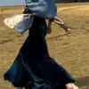 Kjolar hepburn stil vintage sammet kjol kvinnors höga midja droppande fiskstopp klänning