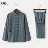 Chemises décontractées pour hommes Vêtements de tang traditionnels chinois hommes Chigne de combinaison Aile Chun Collier Mandarin Col à manches longues