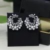 Stud Earrings Brand Pure 925 Sterling Silver Jewelry For Women Pearl Butterfly Luck Clover Design Wedding Party Luxury