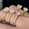 Provence Großhandel Silber Moissanit Ring Gold plattiert 1CT 2CT 3CT Diamond Halo Fabrikpreis