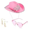 Bérets 3pcs chapeau de cowboy pour adolescents pendonne de boucles de soleil