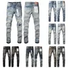 designer jeans män lila jeans märke denim byxa ruin hål byxor high kvalitet broderare nödställd rippad cyklist svart blå jean mens kläder