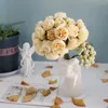 Fiori decorativi 1 mazzo utile consistenza chiara fiore artificiale senza annaffiatura crea vitality 27 teste rosa fai -da -te matrimoniale mazzo da sposa bouquet